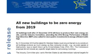 All new buildings to be zero energy from 2019